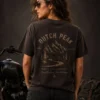 Female model wearing a stylish T-shirt