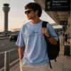 Dutch Peak Men's Blue Oversized Moto Lifestyle T-Shirt for riders and travelers